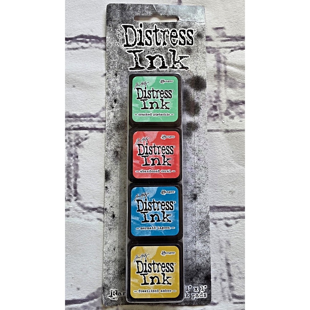 Tim Holtz Mini Distress Ink Pads Kit #13 - Cracked Pistachio Coral Amber Ranger